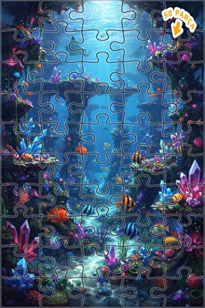 Teona Ahşap لغز خشبي مؤطر بطبقتين بمظهر لوحة زيتية يصور أرضة كريستال المحيط ا...