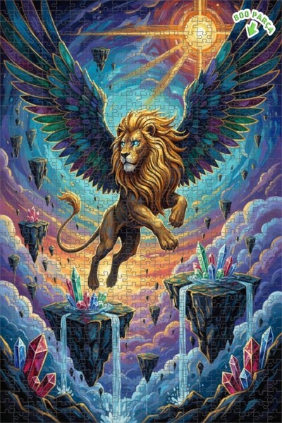 Teona Ahşap لغز خشبي بمظهر لوحة زيتية لرحلة الأسد المجنح الغامضة، 800 قطعة، 7...