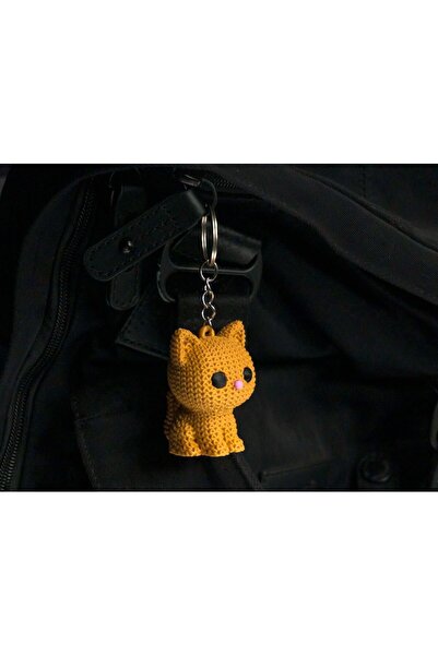 dgn baskı tasarım Knitted Cat Keychain