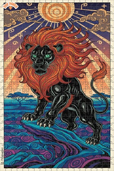 Teona Ahşap لغز خشبي بإطار مزدوج الطبقات بمظهر لوحة زيتية على طراز الأسد المل...