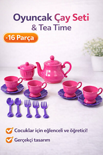 a v d a Oyuncak Çay Seti 16 Parça Tea Time – Kız Çocuk Mutfak Oyuncağı Plastik