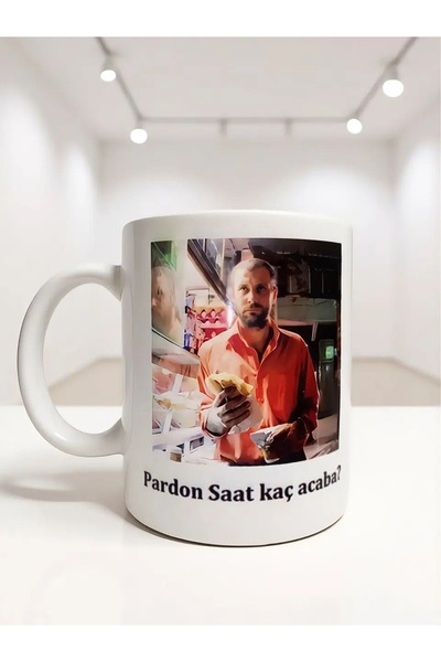 BARDART Nejat İşler Pardon Saat Kaç Acaba Temalı Porselen Kupa Bardak