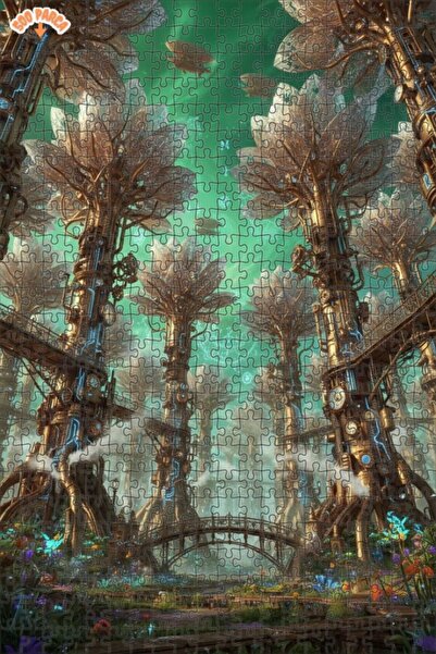 Teona Ahşap لغز خشبي بإطار من طابقين بمظهر لوحة زيتية على طراز مدينة الغابة ا...