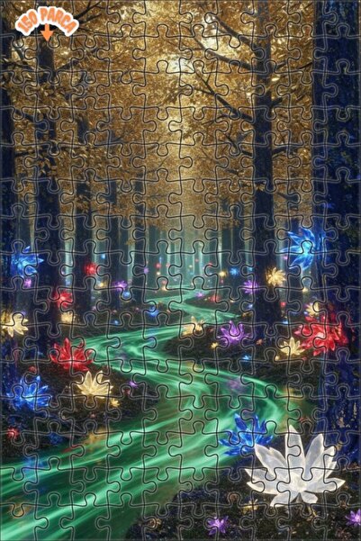 Teona Ahşap Enchanted Forest Crystal Flowers Double Layer Framed Wooden Puzzl...