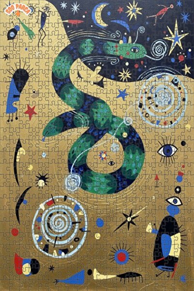 Teona Ahşap لغز خشبي بإطار من طابقين من Golden Ground Green Dragon Art مطبوع ...