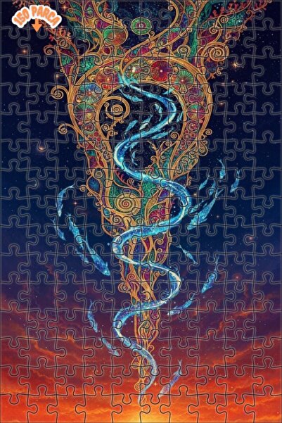 Teona Ahşap لغز خشبي مؤطر بطبقتين بتصميم فني لوحيد القرن الغامض 150 قطعة 20×30