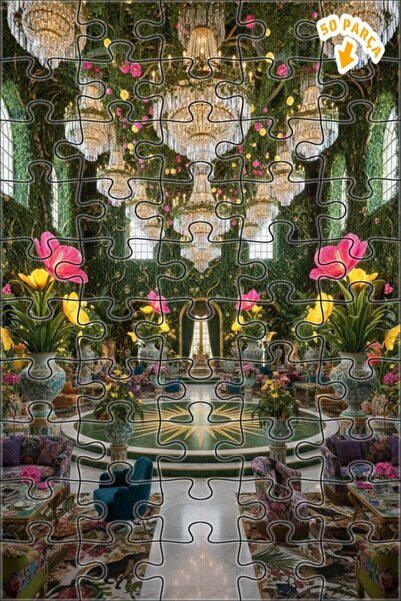 Teona Ahşap لغز خشبي فاخر ذو طابقين بإطار، بمظهر لوحة زيتية لقصر الحديقة السح...