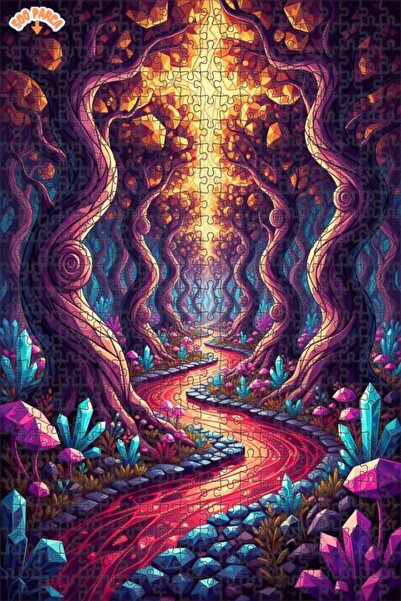 Teona Ahşap لغز خشبي مؤطر بطبقتين من مسار الغابة الكريستالية السحرية 500 قطعة...