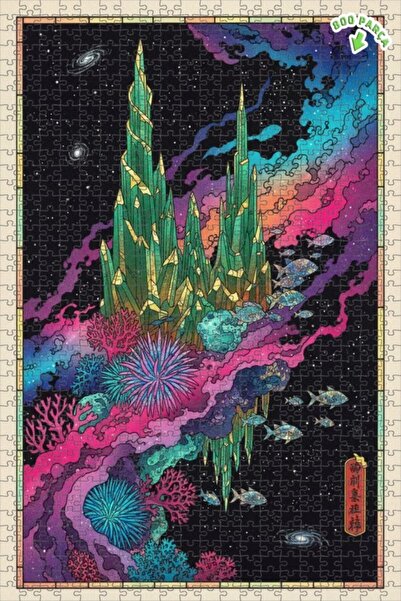 Teona Ahşap Crystal Galaxy Undersea Pattern Double Layer Framed Wooden Puzzle...