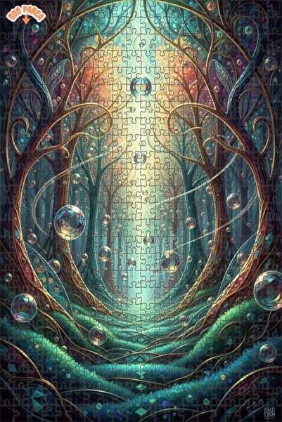 Teona Ahşap لغز خشبي مؤطر بطبقتين بمظهر لوحة زيتية لفقاعات الغابة الغامضة 500...