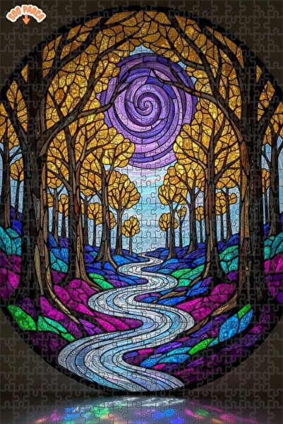 Teona Ahşap لغز خشبي بإطار مزدوج الطبقات بمظهر فسيفساء زجاجي ملون يشبه الأنها...