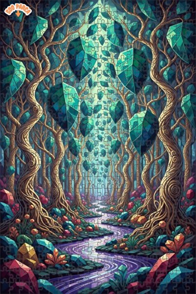 Teona Ahşap لغز خشبي مؤطر بطبقتين من الغابة الكريستالية الغامضة 500 قطعة 50x30