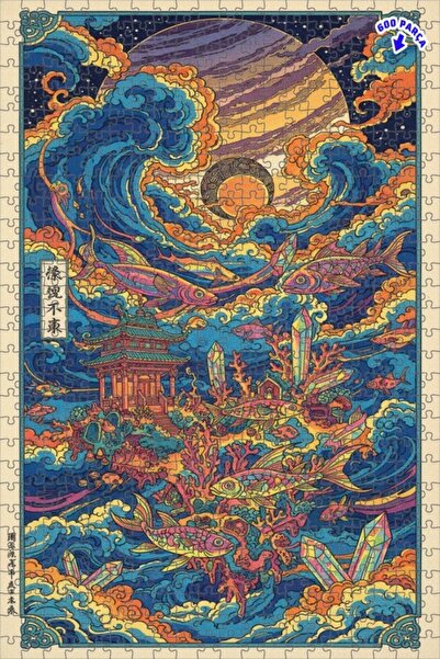 Teona Ahşap لوحة زيتية لإمبراطورية تحت البحرية الخيالية، لوحة خشبية مؤطرة بطب...