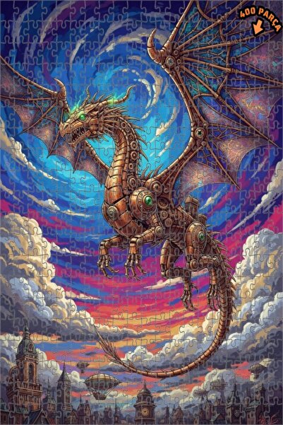 Teona Ahşap لغز خشبي بإطار مزدوج الطبقات بتصميم ستيمبانك بمظهر لوحة زيتية ميك...