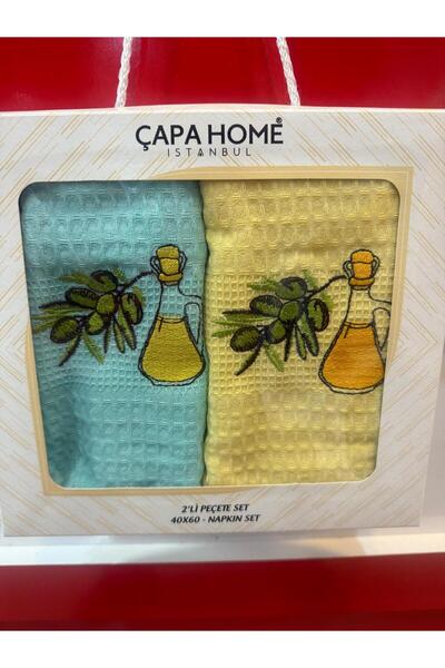 Çapa Home 2-Piece Premium Quality Cotton Giftable Kitchen Towel & Napkin Towe...