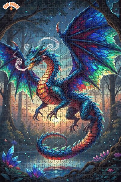 Teona Ahşap لغز خشبي بإطار مزدوج الطبقات من كريستال دراجون فورست الفني 500 قط...