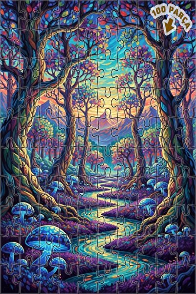 Teona Ahşap لغز خشبي مؤطر بطبقتين من ماركة Magical Forest River، 100 قطعة، 25×25