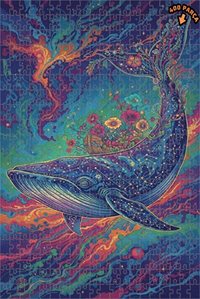 Teona Ahşap لغز خشبي مؤطر بطبقتين على شكل حوت فضائي غامض 400 قطعة 35×35