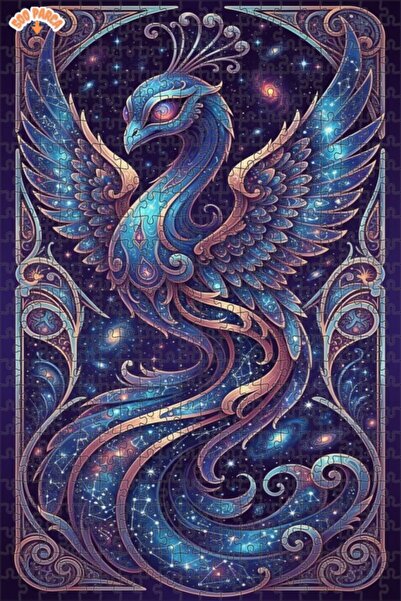 Teona Ahşap لغز خشبي بإطار مزدوج الطبقات بمظهر لوحة زيتية لطائر الفينيق الكون...