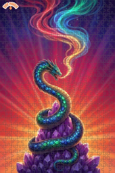 Teona Ahşap لغز خشبي مؤطر بطبقتين من ماجيك دراجون كريستال آرت 500 قطعة 50x30