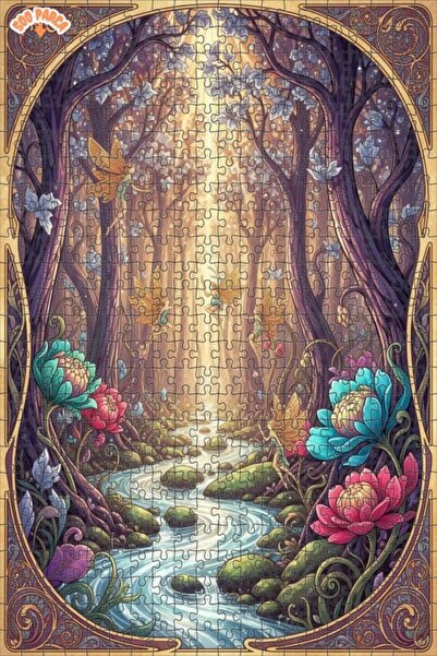 Teona Ahşap لغز خشبي بإطار مزدوج الطبقات بمظهر الألوان المائية لغابة الجنيات ...