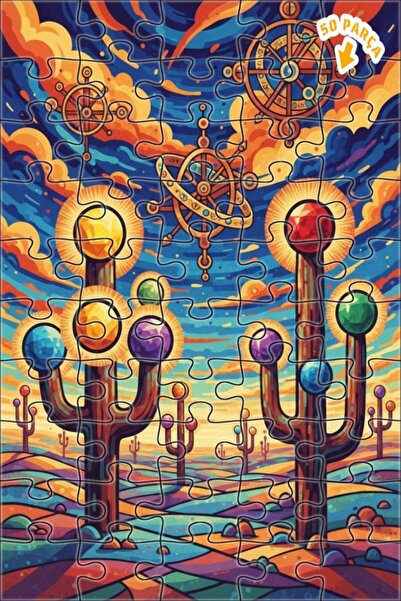 Teona Ahşap لغز خشبي بمظهر لوحة زيتية لكوكب الصحراء الغامض 50 قطعة 15×25