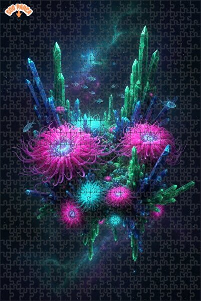 Teona Ahşap لغز خشبي بمظهر زيت الألوان الزيتية لزهرة الأنيمون البحرية الكريست...