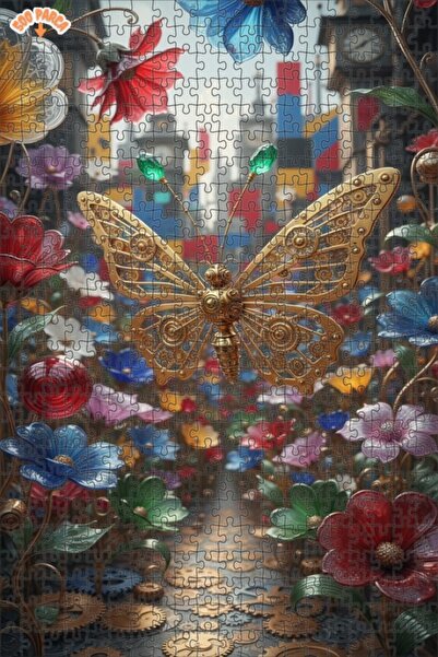 Teona Ahşap لغز خشبي بإطار مزدوج الطبقات على شكل فراشة ذهبية من ستيمبانك 500 ...