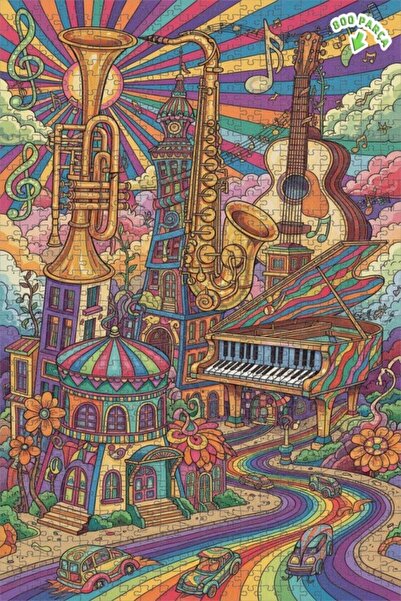 Teona Ahşap لغز خشبي بإطار ذو طابقين بمظهر لوحة زيتية، بتصميم حلم مدينة الموس...