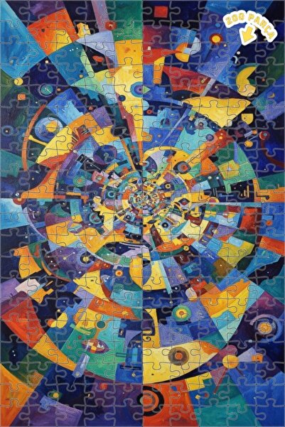 Teona Ahşap لغز خشبي بإطار مزدوج الطبقات بمظهر فني تجريدي هندسي ديناميكي، 200...