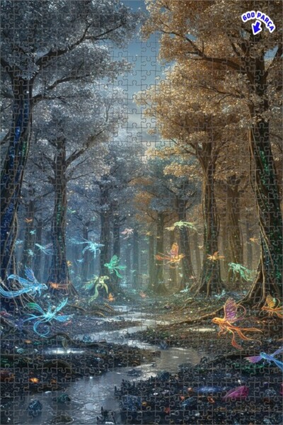 Teona Ahşap لغز خشبي بإطار ذو طابقين بمظهر حلم الغابة الخيالية 600 قطعة 50x35