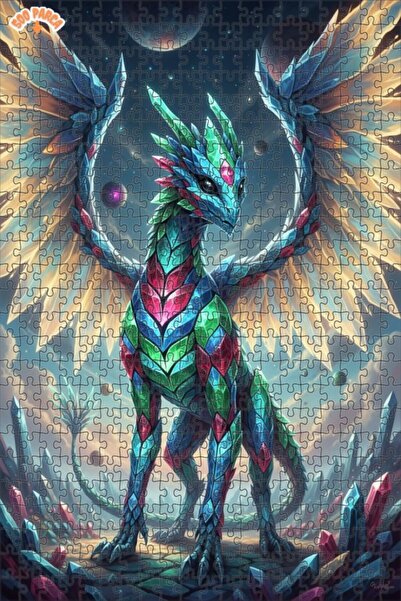 Teona Ahşap لغز خشبي بإطار مزدوج الطبقات بمظهر لوحة زيتية فنية على شكل تنين ك...