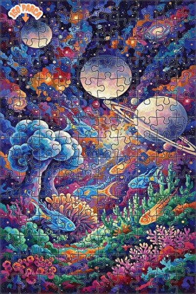 Teona Ahşap لغز خشبي فني بمظهر لوحة زيتية يصور الأسماك الغامضة في البحار الفل...