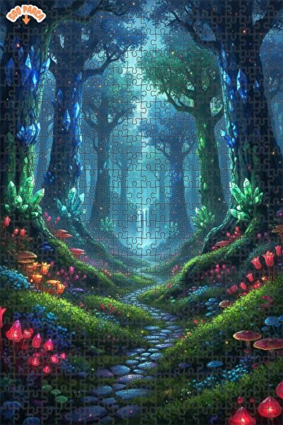 Teona Ahşap لوحة زيتية لرحلة الغابات الكريستالية السحرية، لغز خشبي بإطار مزدو...