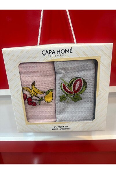 Çapa Home 2-Piece Premium Quality Cotton Giftable Kitchen Towel & Napkin Towe...
