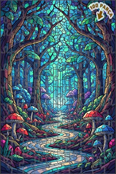 Teona Ahşap لغز خشبي مؤطر بطبقتين من فن الفسيفساء الغابة السحرية 100 قطعة 25x25