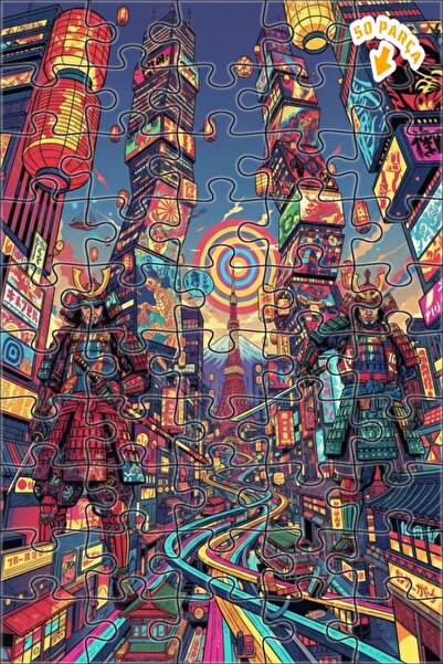 Teona Ahşap لغز خشبي بمظهر لوحة زيتية لمدن الساموراي، لغز خشبي بإطار مزدوج ال...