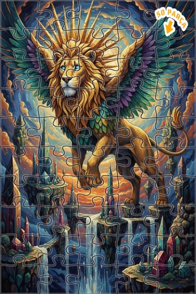 Teona Ahşap لغز خشبي مؤطر بطبقتين من مملكة الأسد المجنح 50 قطعة 15×25