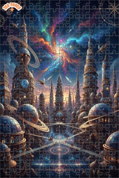 Teona Ahşap لوحة زيتية عالمية لمناظر المدينة بأسلوب ستيمبانك، لغز خشبي بإطار ...