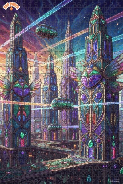 Teona Ahşap لغز خشبي رائع ملون بإطار مزدوج الطبقات من كريستال سيتي 500 قطعة 5...