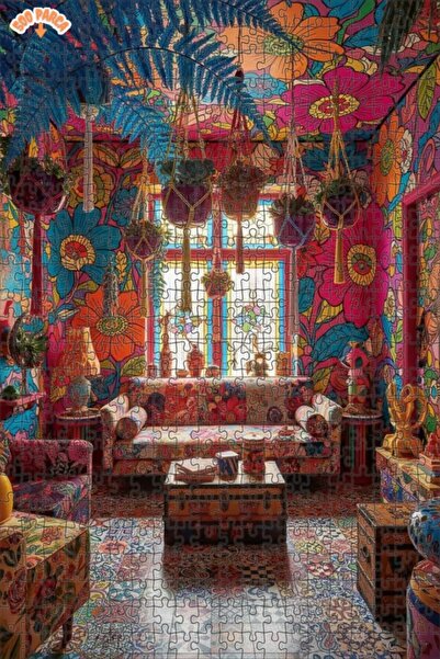 Teona Ahşap Crazy Flower Garden Oil Painting Look Wooden Puzzle 500 Pieces 50X30