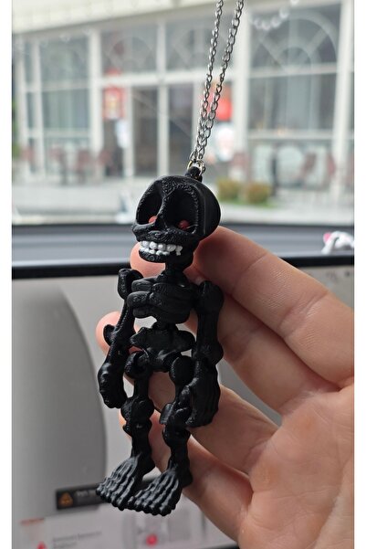 şimika tuning tuningmarketim İskelet Kuru Kafa Ayna Süsü Anahtarlık (siyah)