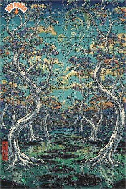 Teona Ahşap لغز خشبي مؤطر ذو طابقين غامض بانعكاسات الغابة 150 قطعة 20×30