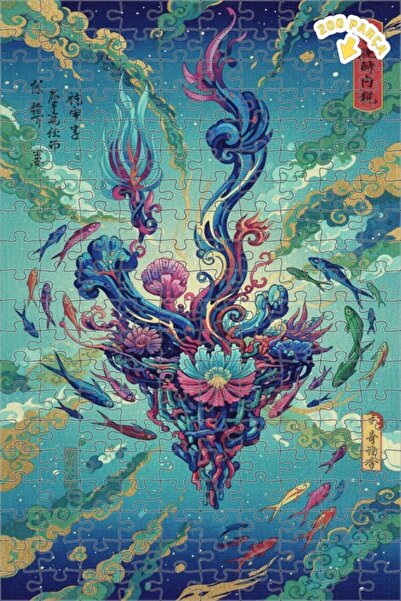 Teona Ahşap لغز خشبي بإطار مزدوج الطبقات بتصميم سلسلة أسماك خيالية تحت الماء ...