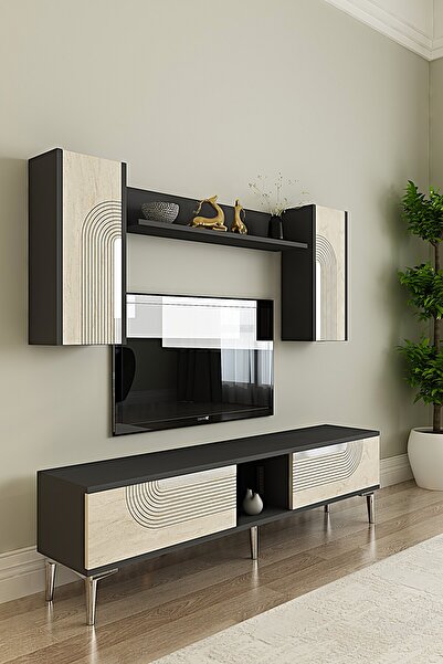 CENEYRA TVR1502ATS - MEYRA TVR150 TV ÜNİTESİ TAKIM ANTRASİT-TRAVERTEN KAPAK-S...