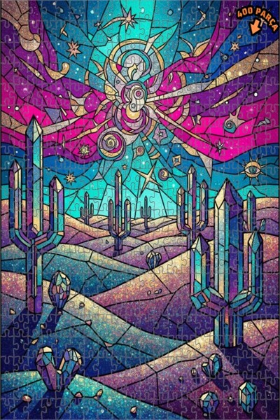 Teona Ahşap لغز خشبي بإطار مزدوج الطبقات بمظهر فسيفساء زجاجية من كريستال واحة...