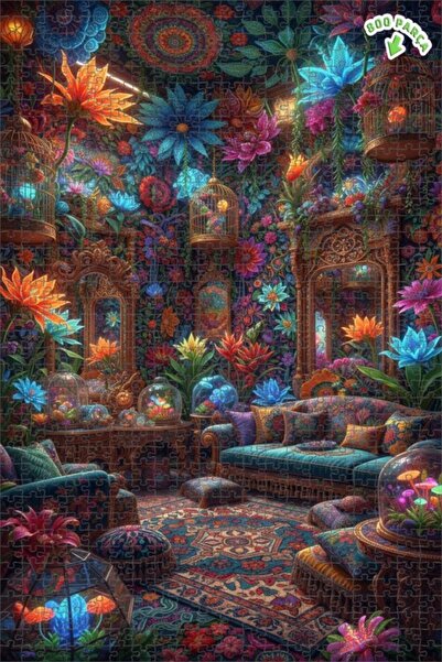 Teona Ahşap لغز خشبي مؤطر بطبقتين بمظهر لوحة زيتية لزهور الغابة السحرية 800 ق...