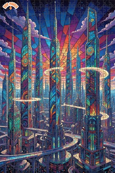 Teona Ahşap لغز خشبي مؤطر بطبقتين بتصميم فن الفسيفساء لمناظر المدينة الفخمة 5...