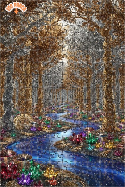 Teona Ahşap لغز خشبي مؤطر بطبقتين من الغابة الكريستالية السحرية 150 قطعة 20x30