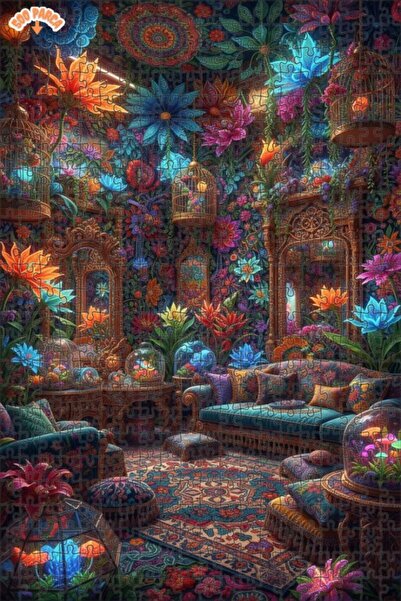 Teona Ahşap لغز خشبي مؤطر بطبقتين بمظهر لوحة زيتية لزهور الغابة السحرية 500 ق...